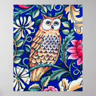 Poster Tapisserie de hibou de William Morris, beige et