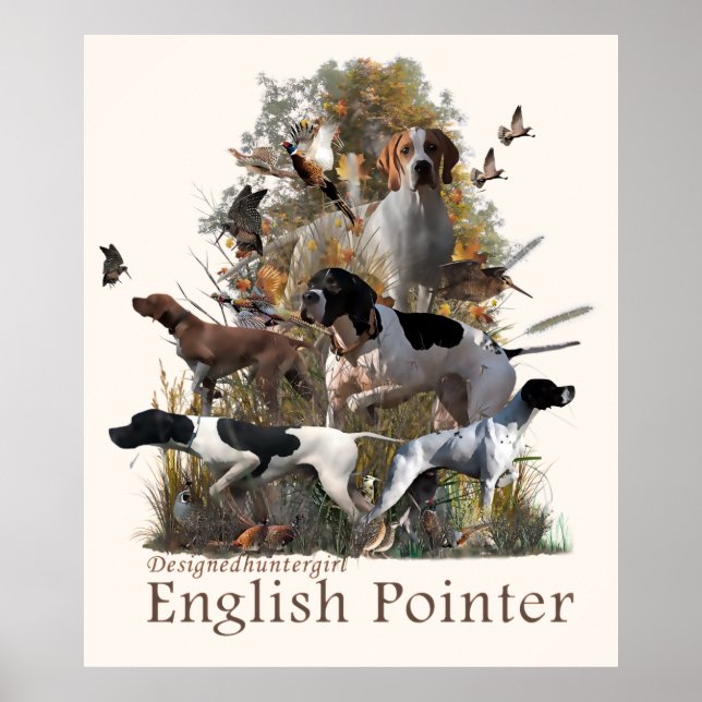 Poster Tapisserie de pointeur anglais Imprimer (Devant)