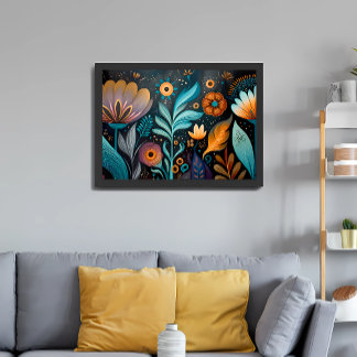 Poster Tapisserie florale boho moderne