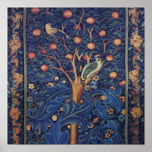 Poster Tapisserie Pic-vert de William Morris modèle bleu