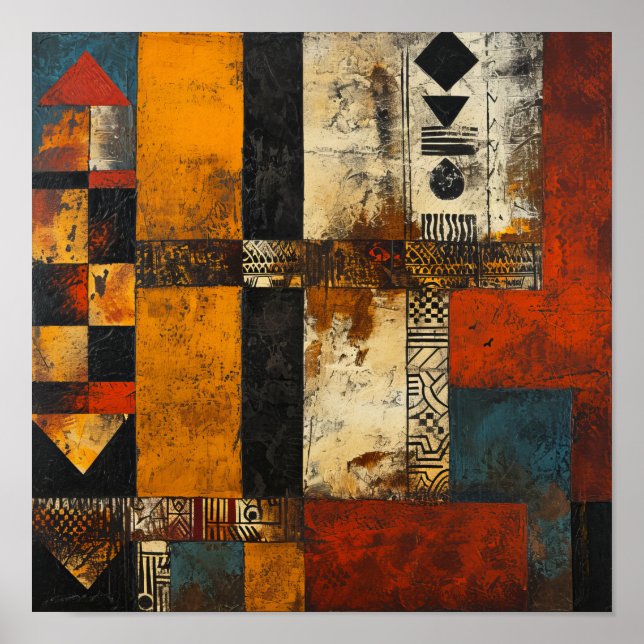 Poster Tapisserie tribale : fusion africaine Abstraite (Devant)