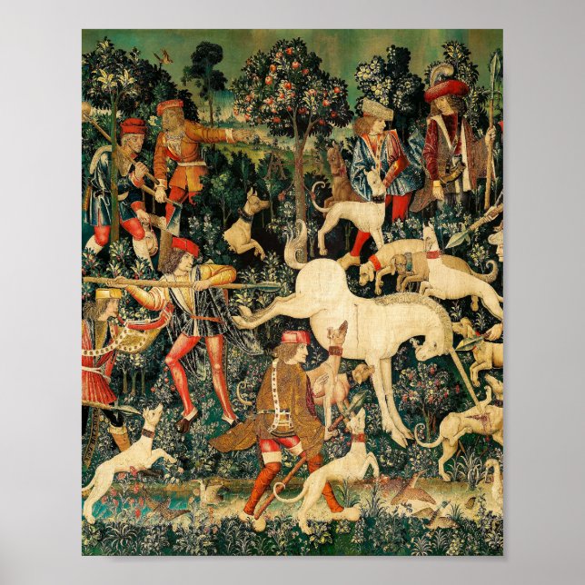 Poster Tapisseries Unicorn Classique médiéval défend la c (Devant)