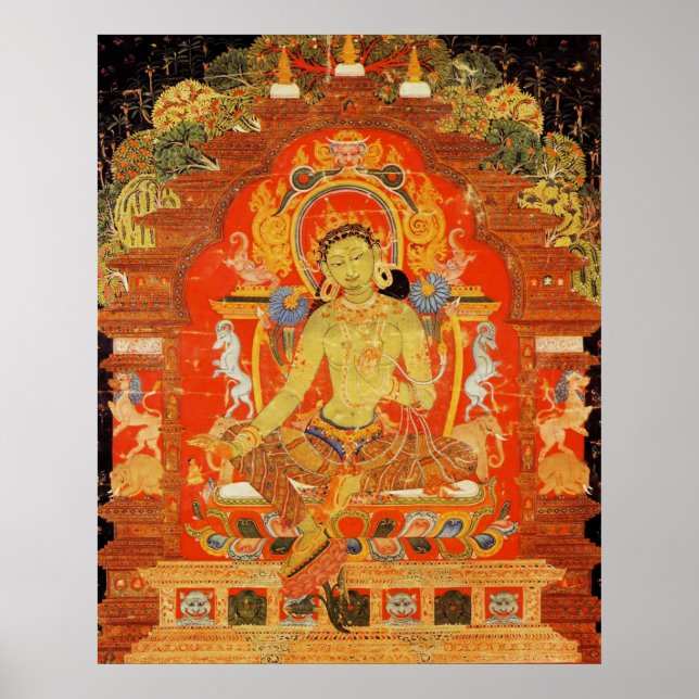 Poster Tara verte déesse tibétaine (Devant)