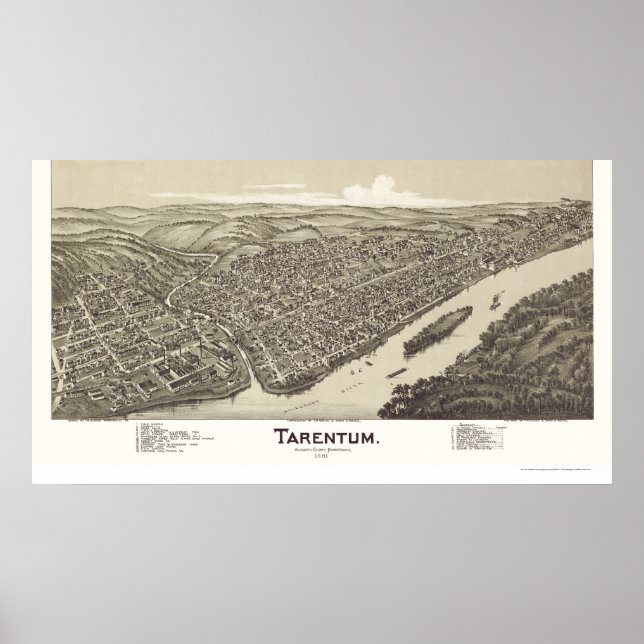 Poster Tarentum, PA Carte panoramique - 1901 (Devant)