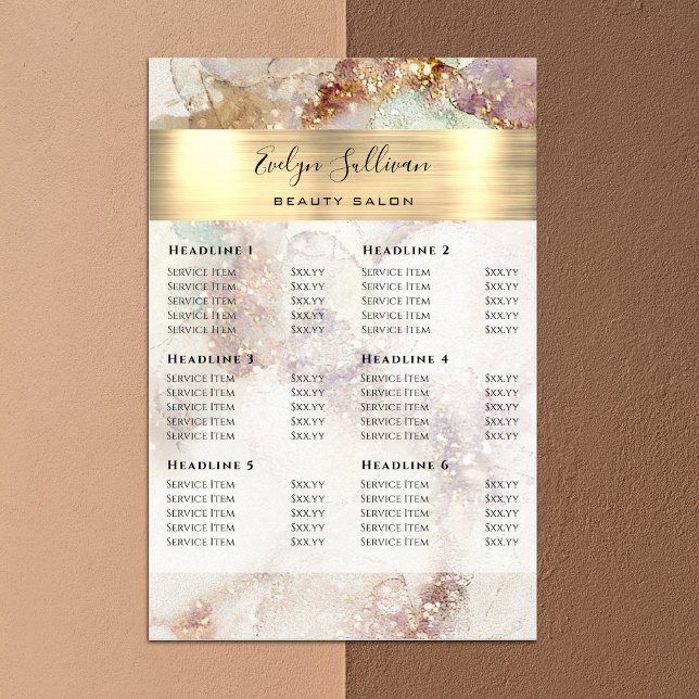 Poster Tarif Aquarelle et Gold Foil (Créateur téléchargé)