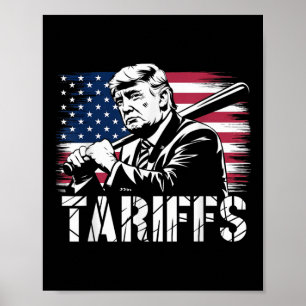 Poster Tarifs Trump Usa Drapeau Commerce Puissance Drôle