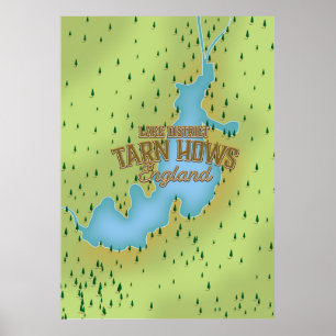 Poster Tarn Hows, district des lacs, carte de voyage.