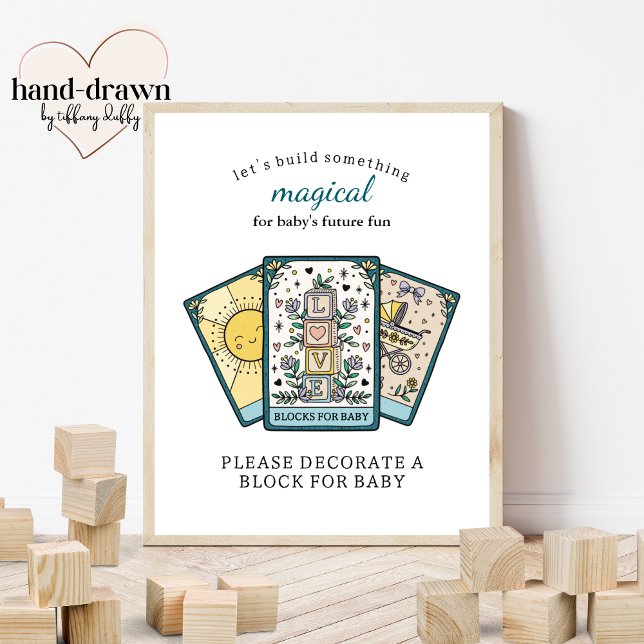 Poster Tarot Baby Shower Frameable Blocks for Baby Sign (Créateur téléchargé)