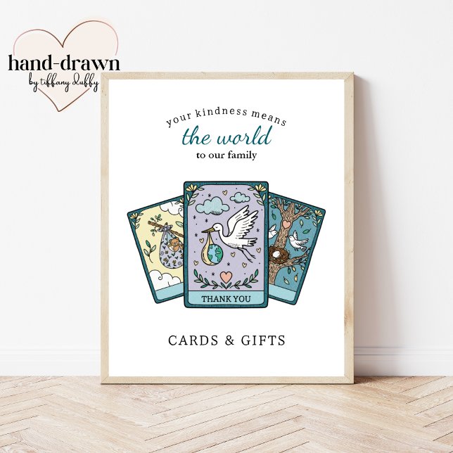 Poster Tarot Baby Shower Frameable Gift Table Sign (Créateur téléchargé)