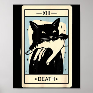 Poster Tarot Chat Noir Mort Halloween Sorcière Amateur de