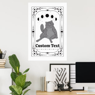 Poster Tarot personnalisable pour amoureux de chats, zodi