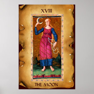 POSTER TAROTS ANCIENS RENAISSANCE 18 / LA LUNE