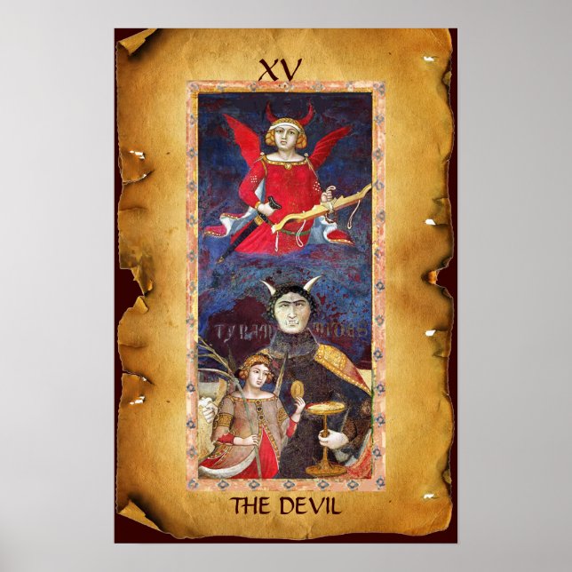 POSTER TAROTS DE RENAISSANCE ANTIQUE 15 / LE DIABLE (Devant)