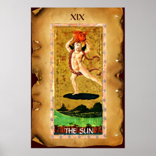 POSTER TAROTS DE RENAISSANCE ANTIQUE 19 / LE SOLEIL
