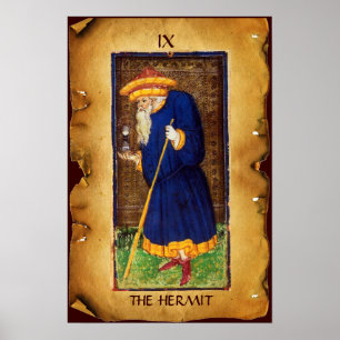 POSTER TAROTS DE RENAISSANCE ANTIQUE 9 / L'HERMIT