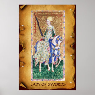 POSTER TAROTS DE RENAISSANCE ANTIQUE /LADY DES ÉPÈRES