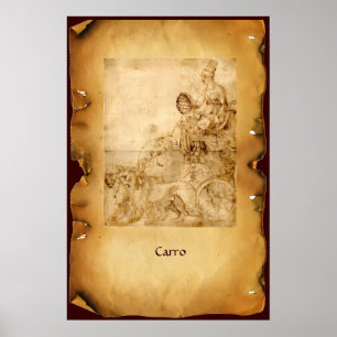 POSTER TAROTS DE RENAISSANCE ANTIQUE / LE CHARIOT