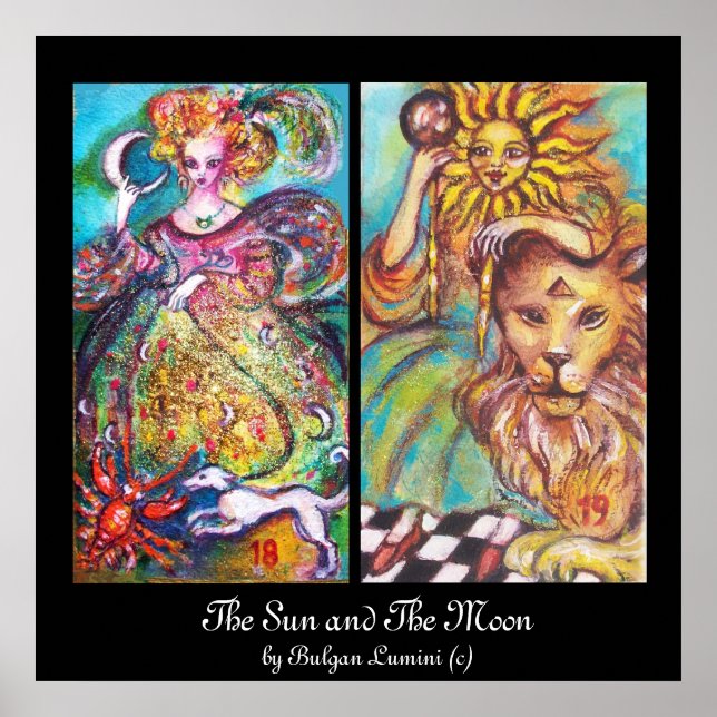 POSTER TAROTS DES OMBRES PERDUES / LE SOLEIL ET LA LUNE (Devant)