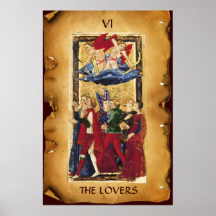 POSTER TAROTS RENAISSANCE ANTIQUES 6 / LES AMANTS