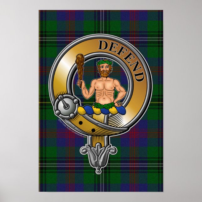 Poster Tartan en bois et insigne (Devant)