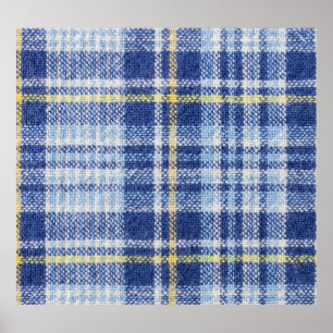 Poster Tartan jaune bleu : Plaid tendance