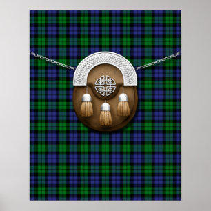 Poster Tartan militaire et escarcelle de montre noire