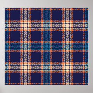 Poster Tartan plaid, texture marine colorée.