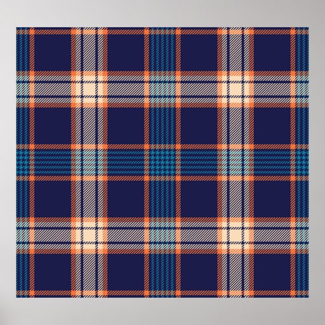 Poster Tartan plaid, texture marine colorée. (Devant)