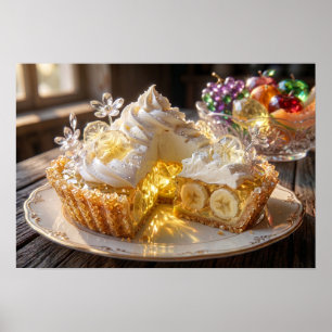 Poster Tarte crémeuse à la banane en cristal étincelant