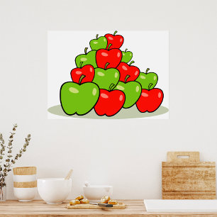 Poster Tas de pommes rouges et vertes Fruits frais