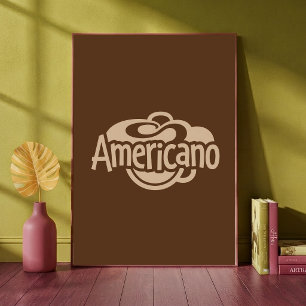 Poster Tasse de café Americano Art typographique Rétro ca