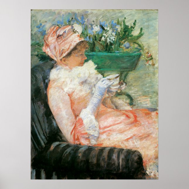 Poster Tasse de thé par Mary Cassatt, Impressionnisme Vin (Devant)