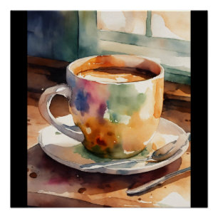 Poster tasse et plaque colorée