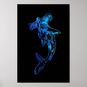Poster Tatouage bleu marteau requin
