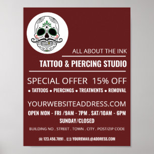 Poster Tatouage crâne, tatouage et perçage corporel Studi
