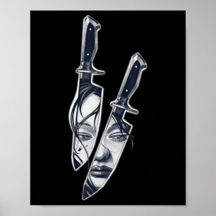 Poster Tatouage de la fille couteau