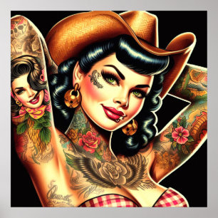 Poster Tatouage fille de la campagne