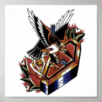 Poster tatouage traditionnel d'aigle