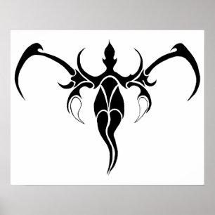 Poster Tatouage tribal des éléphants - noir et blanc