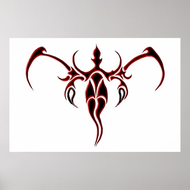 Poster Tatouage tribal des éléphants - rouge et noir (Devant)