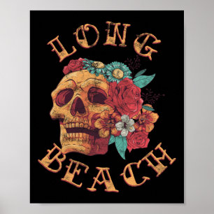 Poster Tatouage Vintage Long Beach Californie Ca Encre Cr