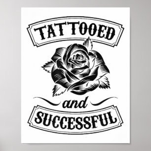 Poster Tatoué Et Réussi Roses Florales Tatouage Drôle