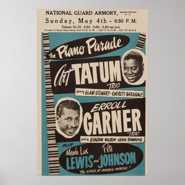 Poster Tatum / Garner Jazz Concert Vintage (Devant)
