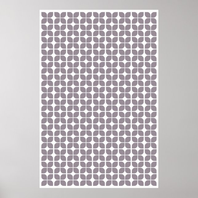 Poster Taupe de Motif de feuille géométrique rétro (Devant)