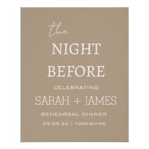 Poster Taupe élégant la veille du dîner de répétition