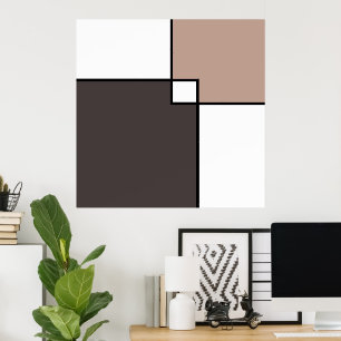 Poster Taupe les Carrés blancs
