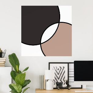 Poster Taupe les cercles blancs