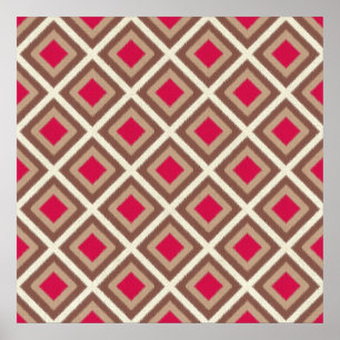 Poster Taupe, Taupe Légère, Diamants Ikat Rose Chaud STay