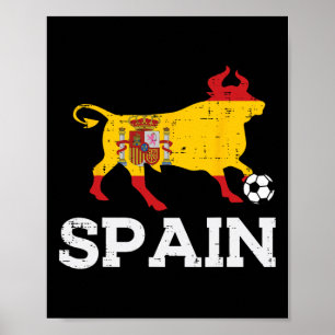 Poster Taureau d'Espagne Football Espagnol Byll Hommes Fe