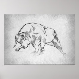 Poster Taureau - Dessin Graphique